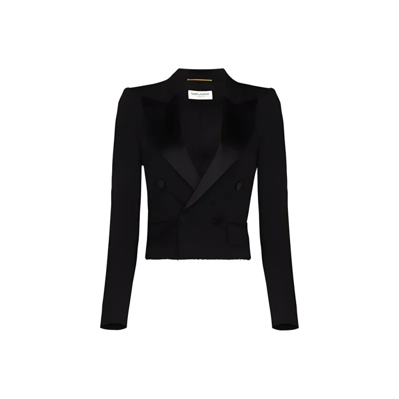 SAINT LAURENT Cropped Tuxedo Blazer-0