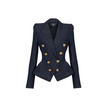 BALMAIN Lurex Striped Denim Jacket