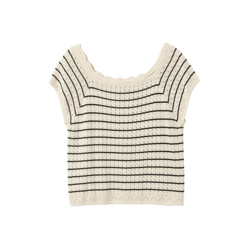 3COLOUR Knitwear Women's Apricot Stripes-1