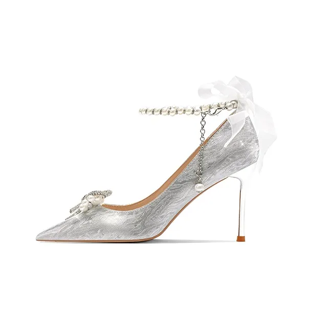 ROBINHOOD Purple Moon Galaxy Box Slim Heel High Heels Women's Silver-0