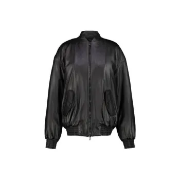 WARDROBE.NYC Drop shoulder Leather Bomber Jacket