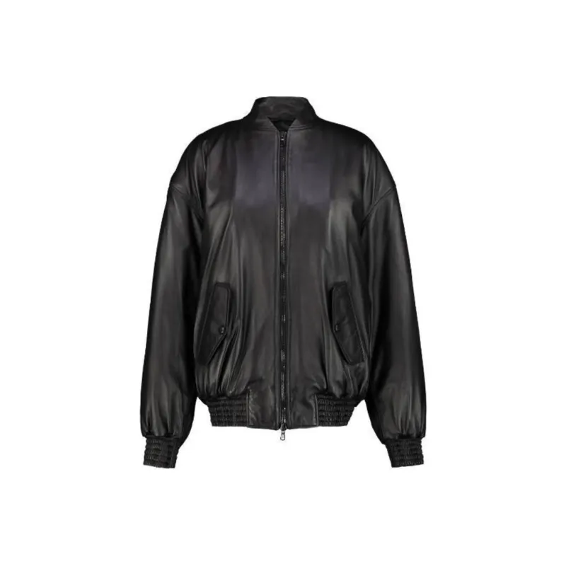 WARDROBE.NYC Drop shoulder Leather Bomber Jacket-0
