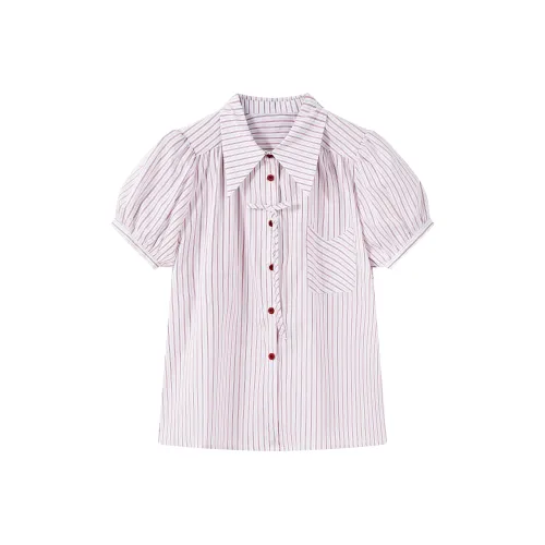 HUOLIDEDITU Shirt Women's Red Stripes