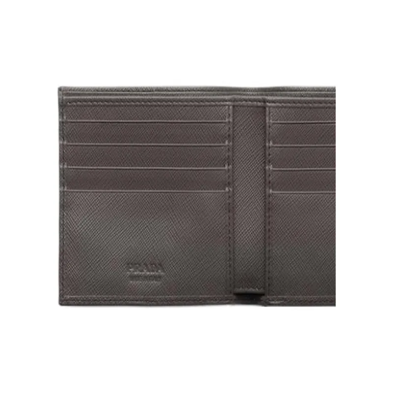 PRADA Saffiano Calfskin Wallet Men's Smoke Gray-4
