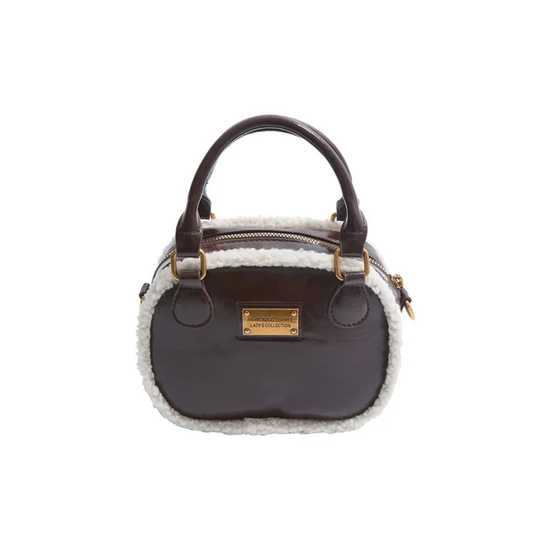 RIVMIND PU Bowling Bag Handbag Women's Black/Coffee/Brown-5