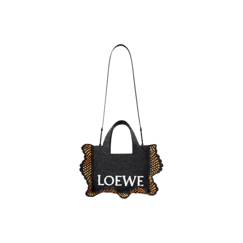 LOEWE Font Tote Raffia Tote Bag, Shopping Bag, Handbag Trumpets Women's Black-1