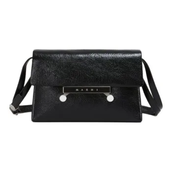 MARNI Calfskin Envelope Bag, Shoulder Bag, Crossbody Bag Trumpets Women's Black