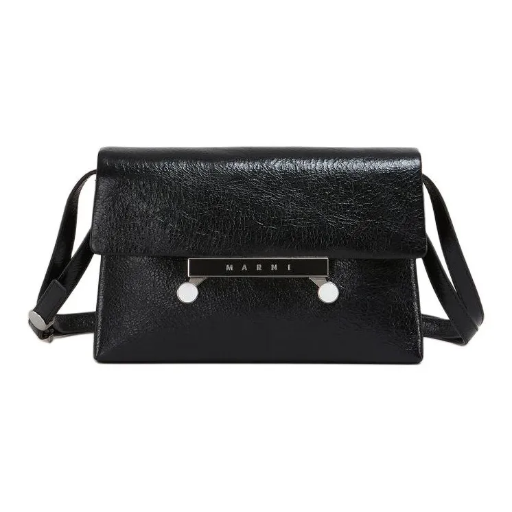 MARNI Calfskin Envelope Bag, Shoulder Bag, Crossbody Bag Trumpets Women's Black-0