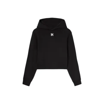 PALM ANGELS Wings Pencil Fitted Hoodie 'Black/White'
