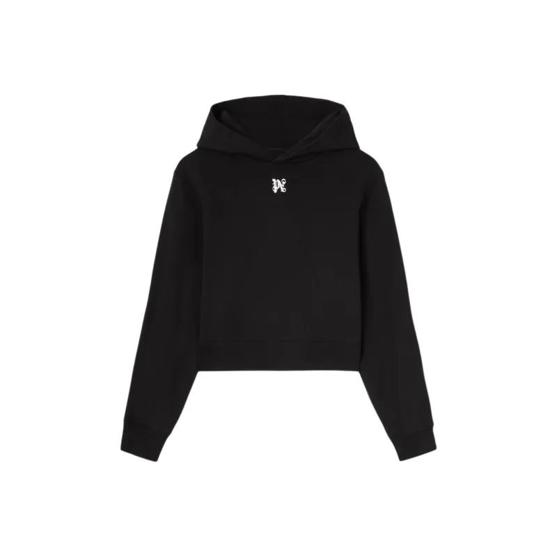 PALM ANGELS Wings Pencil Fitted Hoodie 'Black/White'-0
