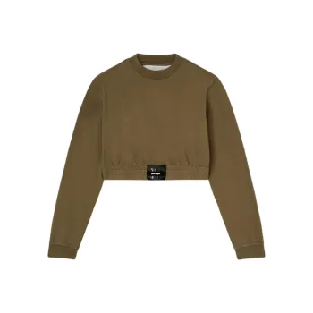 PALM ANGELS Logo patch Distressed Cropped Sweatshirt