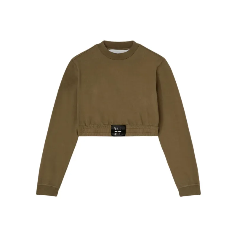 PALM ANGELS Logo patch Distressed Cropped Sweatshirt-0