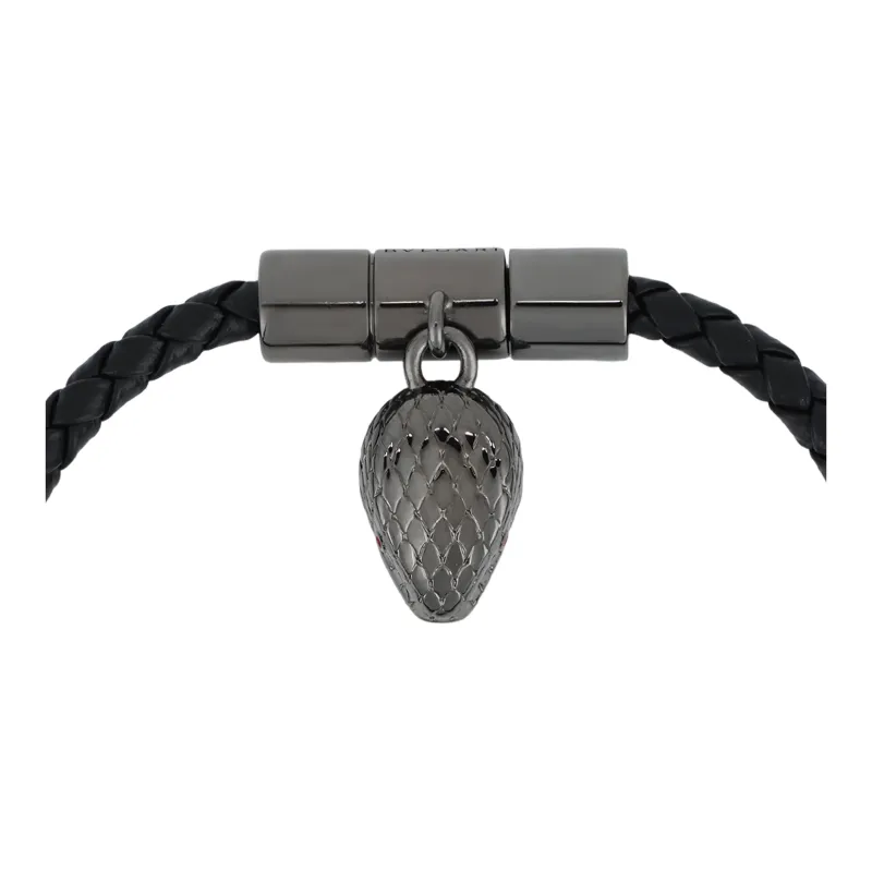 BVLGARI Calfskin Brass Enamel Bracelets Unisex Black-2