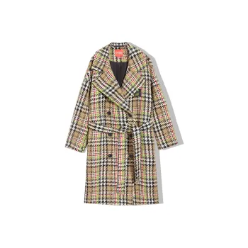 EPTISON WOMAN Coats Women's Khaki Green Plaid