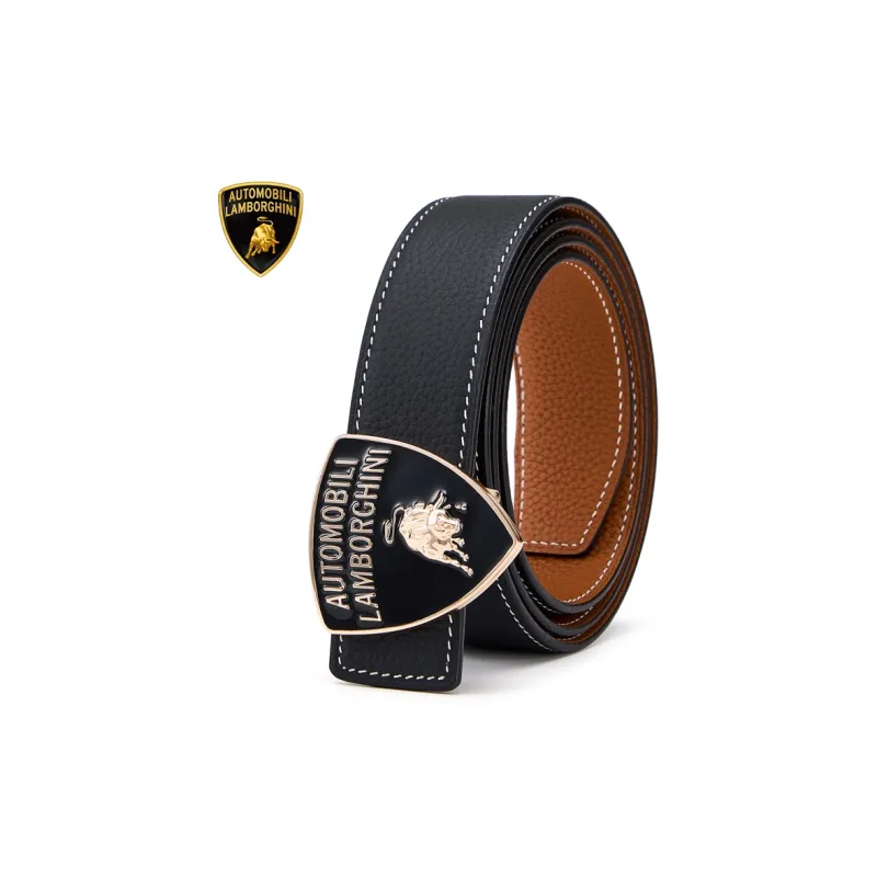 Automobili Lamborghini Cow Leather Belts Men's Width 3.4cm-4