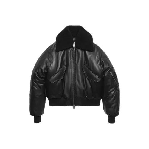 AMIPARIS Leather Bomber Jacket 'Black'