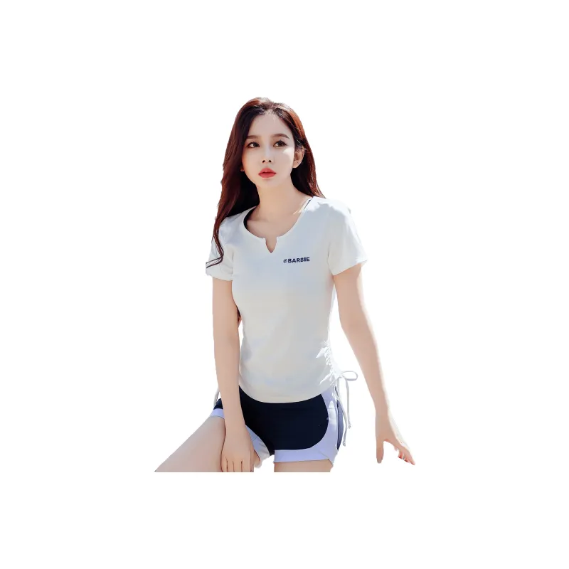Barbie Yoga T Shirts Women's Milk White-0