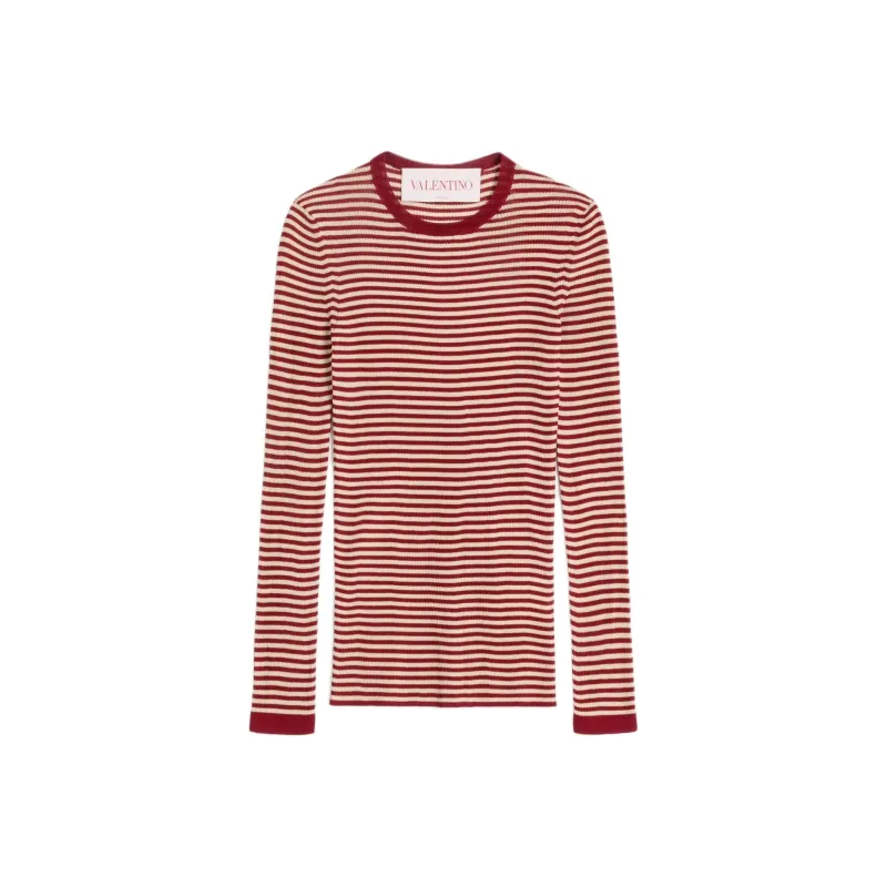 Valentino Striped Crewneck Knitted T Shirt-0
