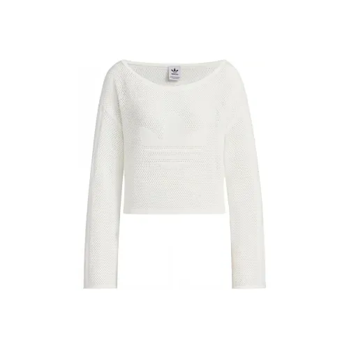 Adidas Originals Knit Sheer Long Sleeve Top Knitwear Women's White