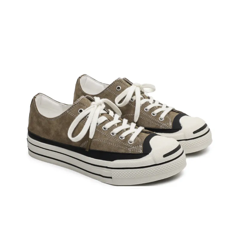Angelmi Slip Resistant And Abrasion Resistant Coverage Low Top Skateboard Shoes Men's Khaki-2