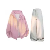 Rose Pink Sweatshirt+Light Heather Gray Casual Pants