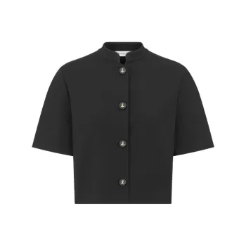 DIOR Officer Collar Cropped Jacket Jackets Coats Women's Black