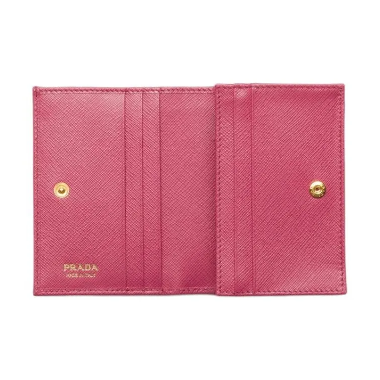 PRADA Saffiano Leather Wallet Small Size Women's Pink-2