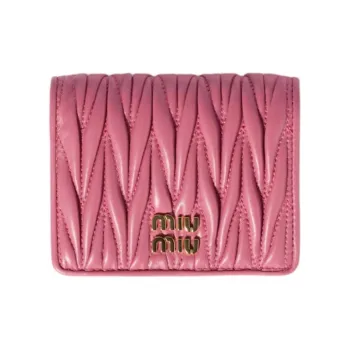 MIU MIU Matelassé Lambskin Card Holder, Wallet Small Size Women's Autumn Begonia Pink Red