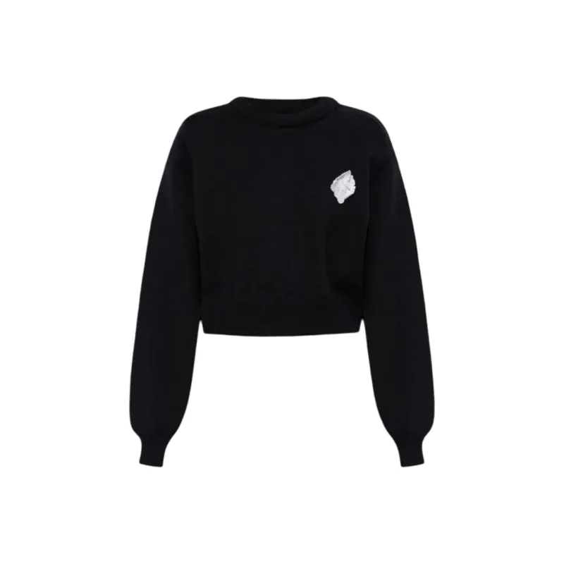 Rotate Floral Appliqué Knit Sweater-0