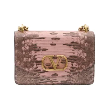 Valentino GARAVANI Leather Shoulder Bag Women's Pink & Brown