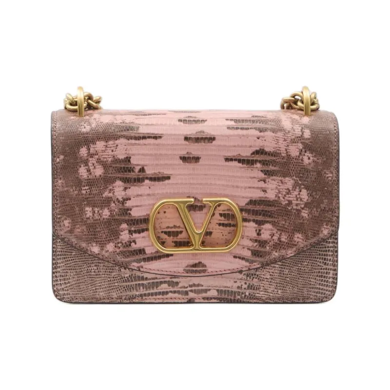 Valentino GARAVANI Leather Shoulder Bag Women's Pink & Brown-0