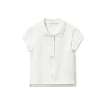 T By Alexander Wang Deconstructed Polo Cardigan White