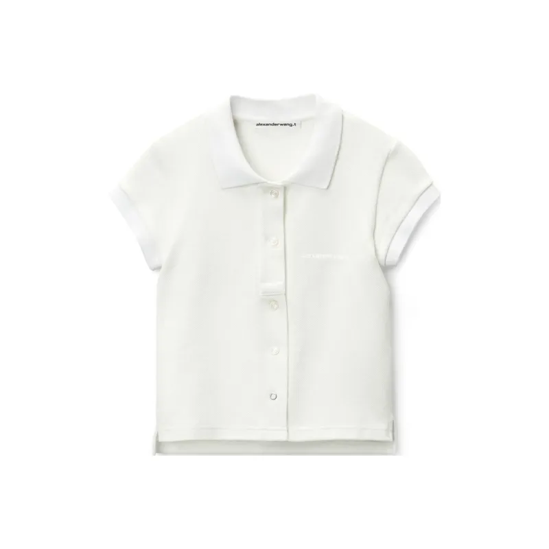 T By Alexander Wang Deconstructed Polo Cardigan White-0