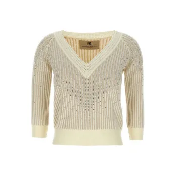 ERMANNO SCERVINO V Neck Rhinestone Embellished Sweater