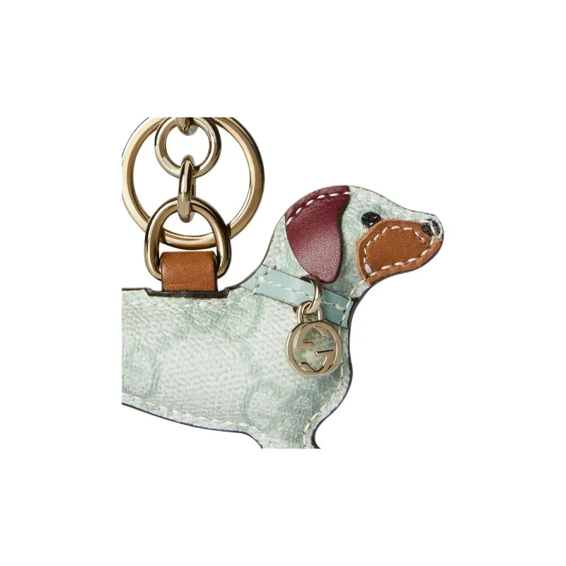 GUCCI GG Emblem Supreme Canvas Bag Charm Bag Accessory Women's Gray Green-4