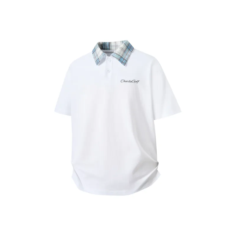 CHARLIE GOLF T Shirt Unisex Black/Red Plaid-4