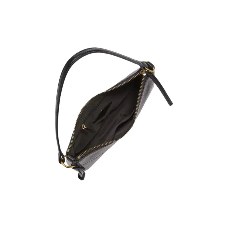 FOSSIL Cow Leather Shoulder Bag, Handbag Small Size Women's Black-2