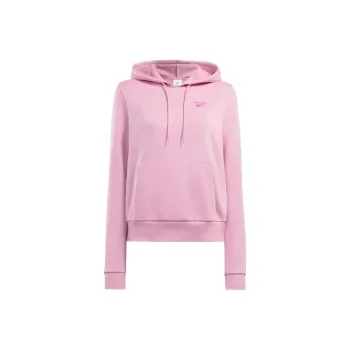 Reebok Identity Small Logo French Terry Hoodie Sweatshirt Women's Pink Jasmine