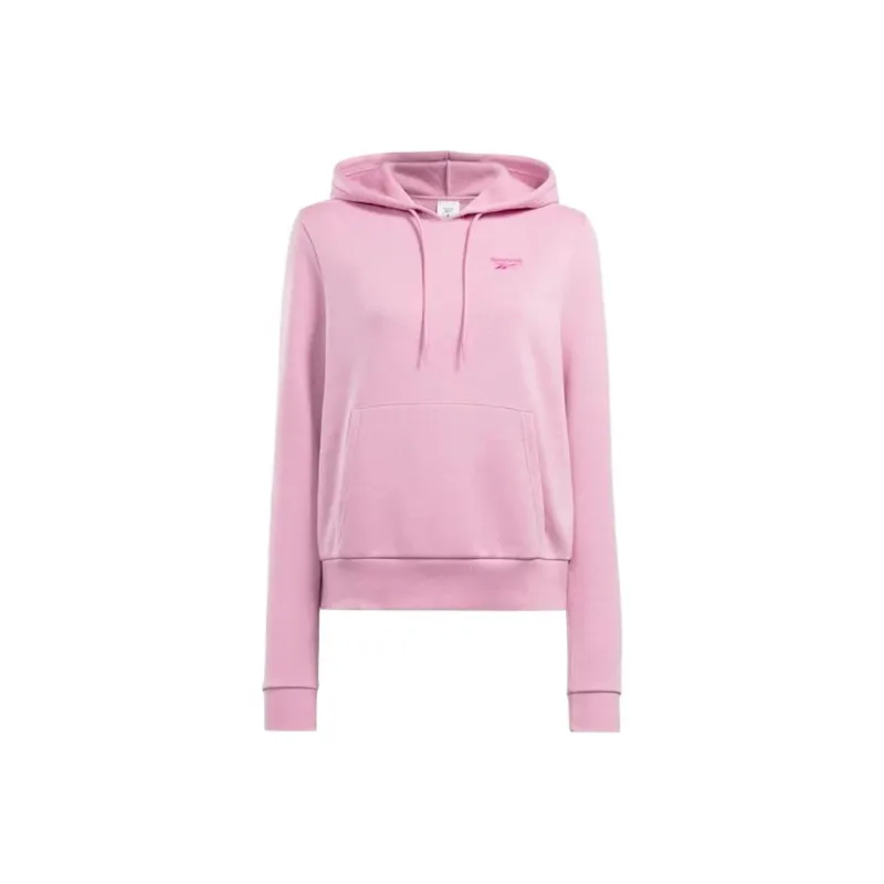 Reebok Identity Small Logo French Terry Hoodie Sweatshirt Women's Pink Jasmine-0