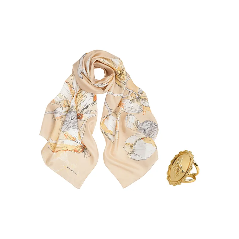 MARJAKURKI Silk Long Scarf Women's-0