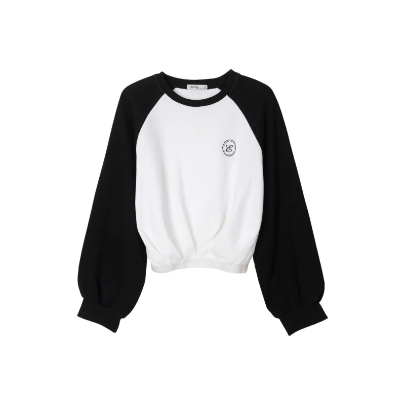 FAWENXIANGZI Sweatshirt Women's Black White-0