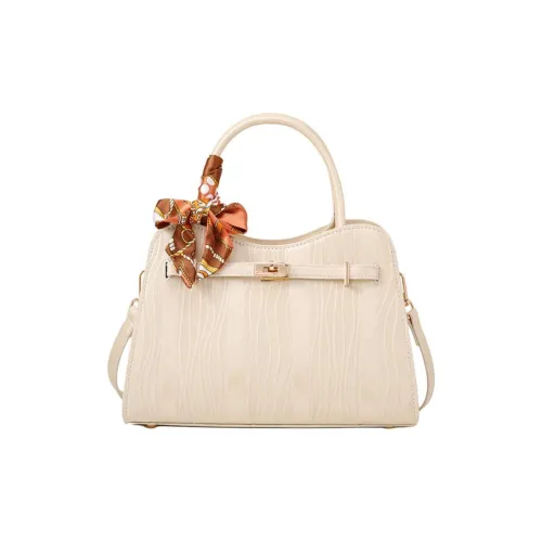 PAYOT Microfiber Synthetic Leather Handbag Regular Women's Ecru