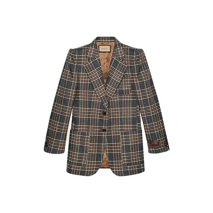 GUCCI Single Breasted Check Blazer-0