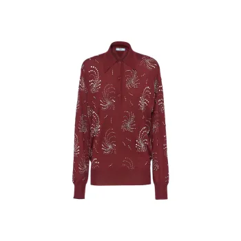 PRADA Crystal embellished Cashmere Polo Shirt