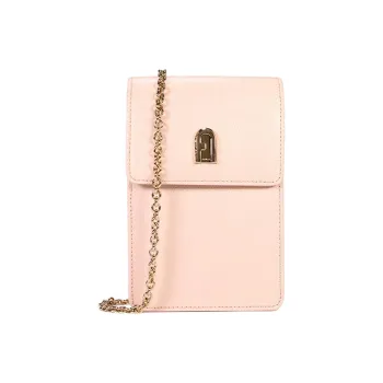 Furla 1927 Collection Cow Leather Chain Bag Cell Phone Pouch Shoulder Bag Crossbody Bag Mini Women's Pink