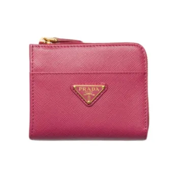 PRADA Calfskin Wallet Small Size Women's Burgundy Pink