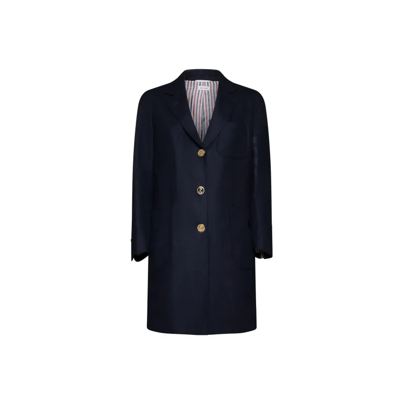 THOM BROWNE Engineered Single breasted Side stripe Coat-0