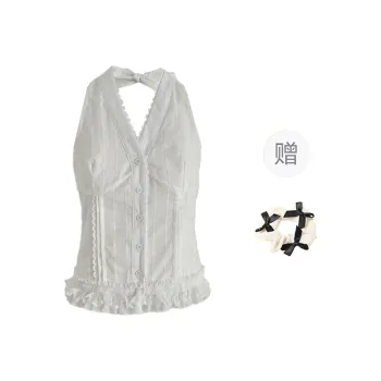 TORIGHT Camisole Women's White+Bowknot Hair Tie Comes With