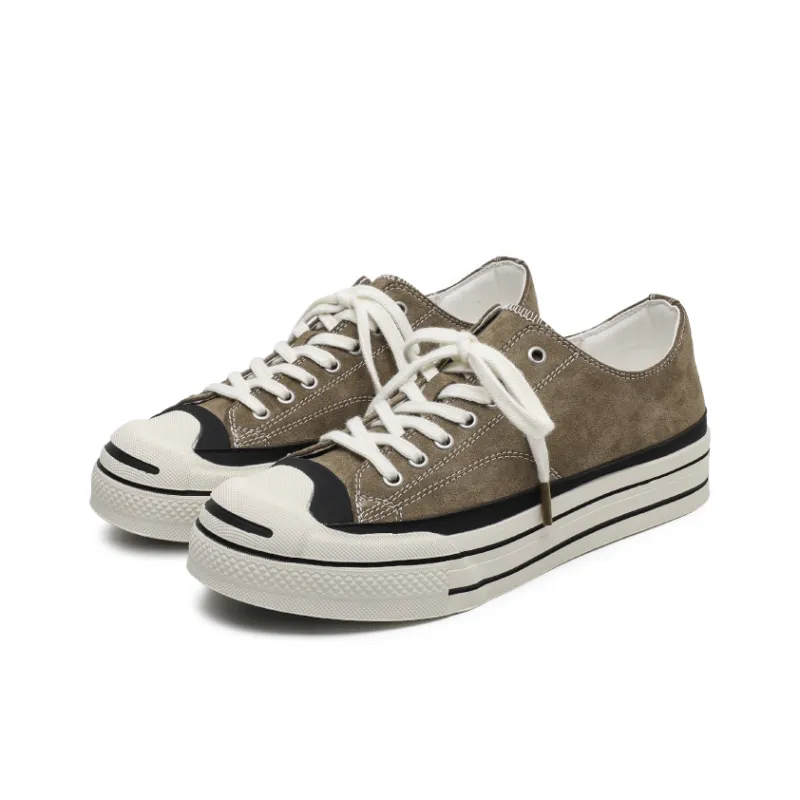 Angelmi Slip Resistant And Abrasion Resistant Coverage Low Top Skateboard Shoes Men's Khaki-1