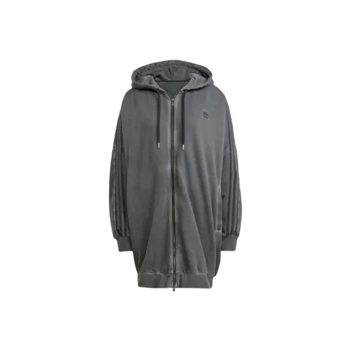 Adidas Originals ADILENIUM SS24 WASHED FULL ZIP HOODIE Jacket Women's Gray